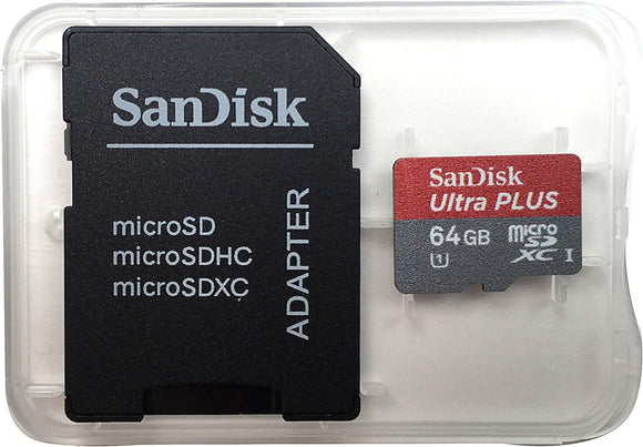 SanDisk Ultra PLUS 64GB Memory Card. Upto 80MB/S Read. MicroSDXC, Class 10, UHS-1 Card With SD Adapter.