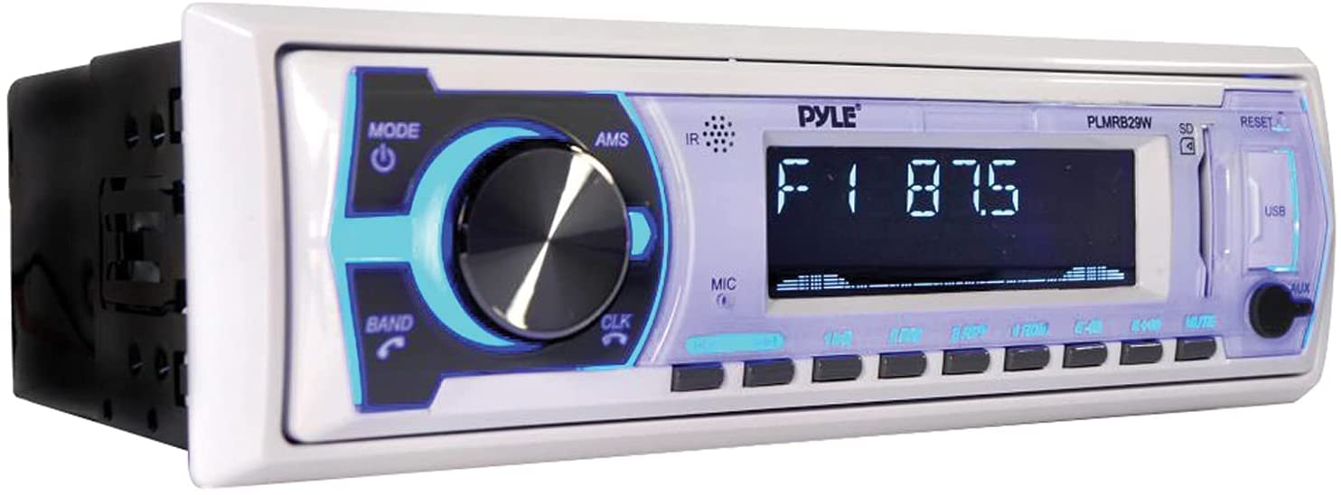 Pyle Marine Bluetooth Stereo Radio - 12v Single DIN Style Boat In dash  Radio Receiver System with Built-in Mic, Digital LCD, RCA, MP3, USB, SD, AM  FM